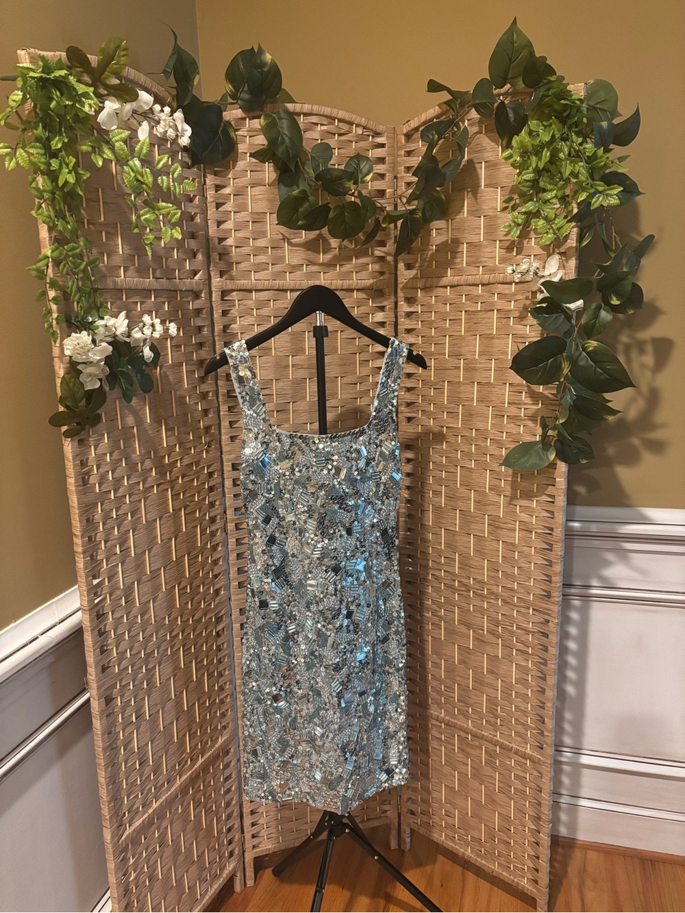 Alice + Olivia Silver Sequin Tank Mini Dress